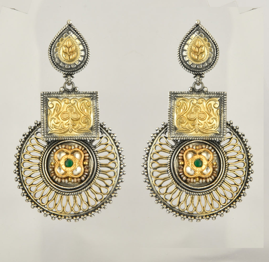 Shop Amrapali gold plated silver dangler earrings online in USA. Buy beautiful gold plated jewelry, gold plated earrings, silver earrings, silver bangles, bridal jewelry, wedding jewellery from Pure Elegance Indian fashion store in USA.-full view