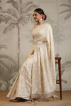91Z203-RO White Saree With Stitched Blouse