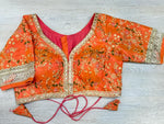 50W577-RO Orange Floral Embroidered Blouse