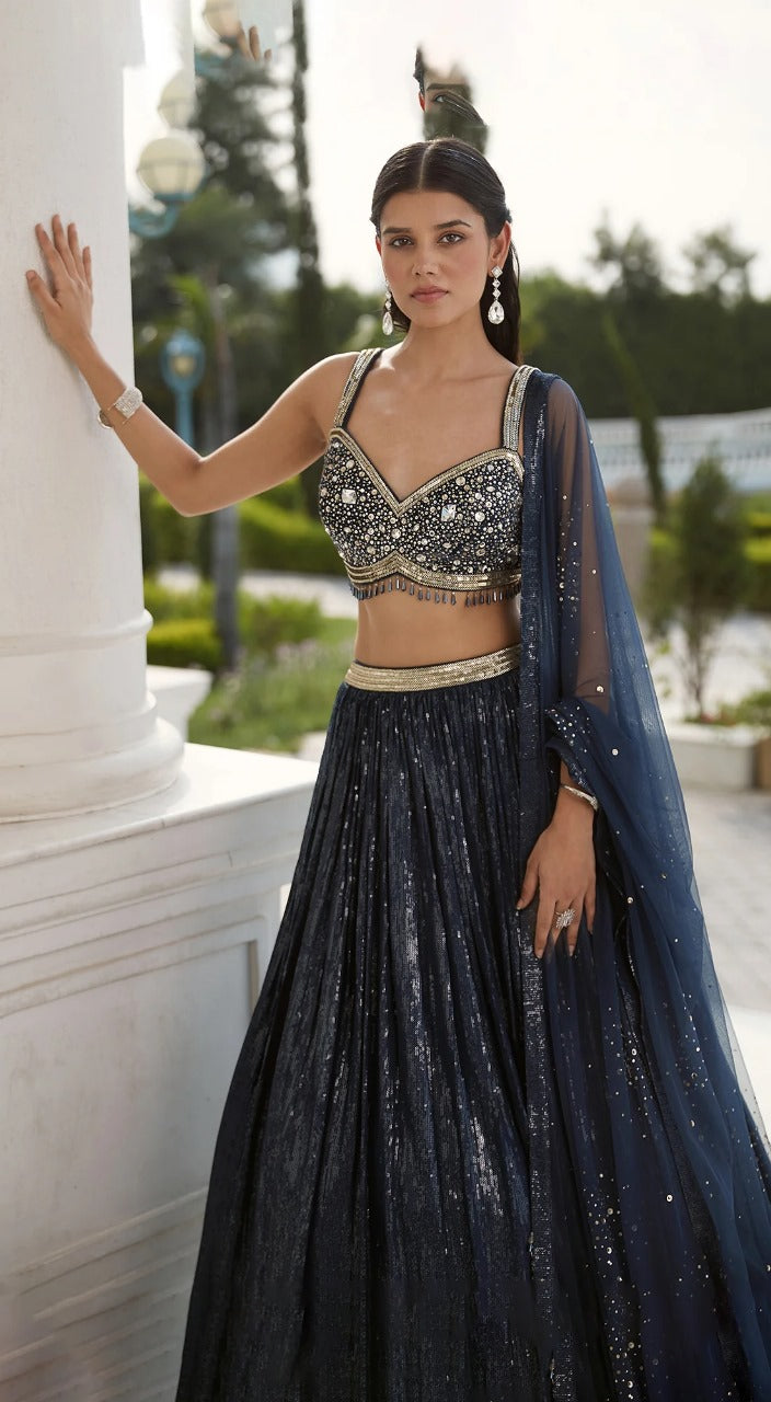 30Z192A-RO Sequin Embroidery Lehenga with Blouse