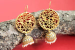 Shop Amrapali gold plated earrings online in USA with jhumka. Shop gold plated jewelry, silver jewelry,  silver earrings, bridal jewelry, fashion jewelry from Amrapali from Pure Elegance Indian clothing store in USA.-front