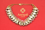 Shop stunning gold plated glass leaf design necklace in USA. Shop beautiful Amrapali jewelry, gold plated necklaces, silver jewelry, wedding jewelry, gold plated earrings from Pure Elegance Indian fashion store in USA.-full view