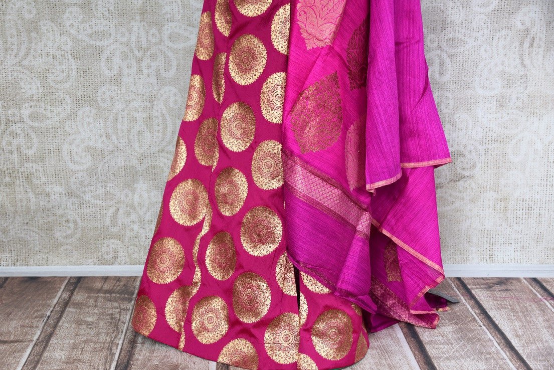 Buy beautiful Pink Banarasi palazzo online from Pure Elegance or visit out store in USA. Exclusive range of stylish designer Indowestern clothing online for every occasion.-palazzo