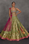 Buy beautiful pista green embroidered lehenga online in USA with pink dupatta. Flaunt your Indian style on festive occasions in stunning designer lehengas, Anarkali suit, sharara suits, designer gowns, designer sarees, embroidered sarees from Pure Elegance India fashion store in USA. -full view