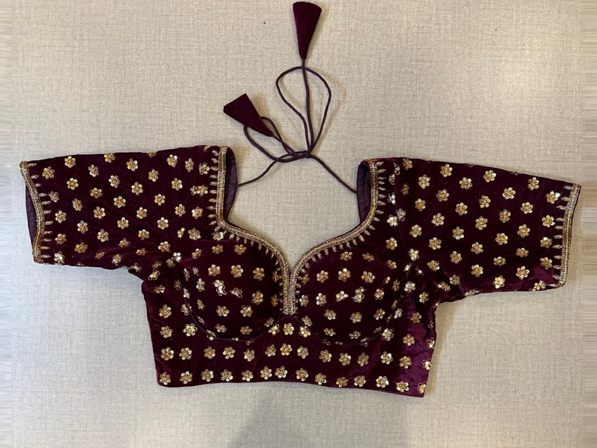 Blouse Velvet à Paillettes Pour Femme - Violet Foncé, Taille XS/S, Neuf Sans étiquettes (échantillon Designer)