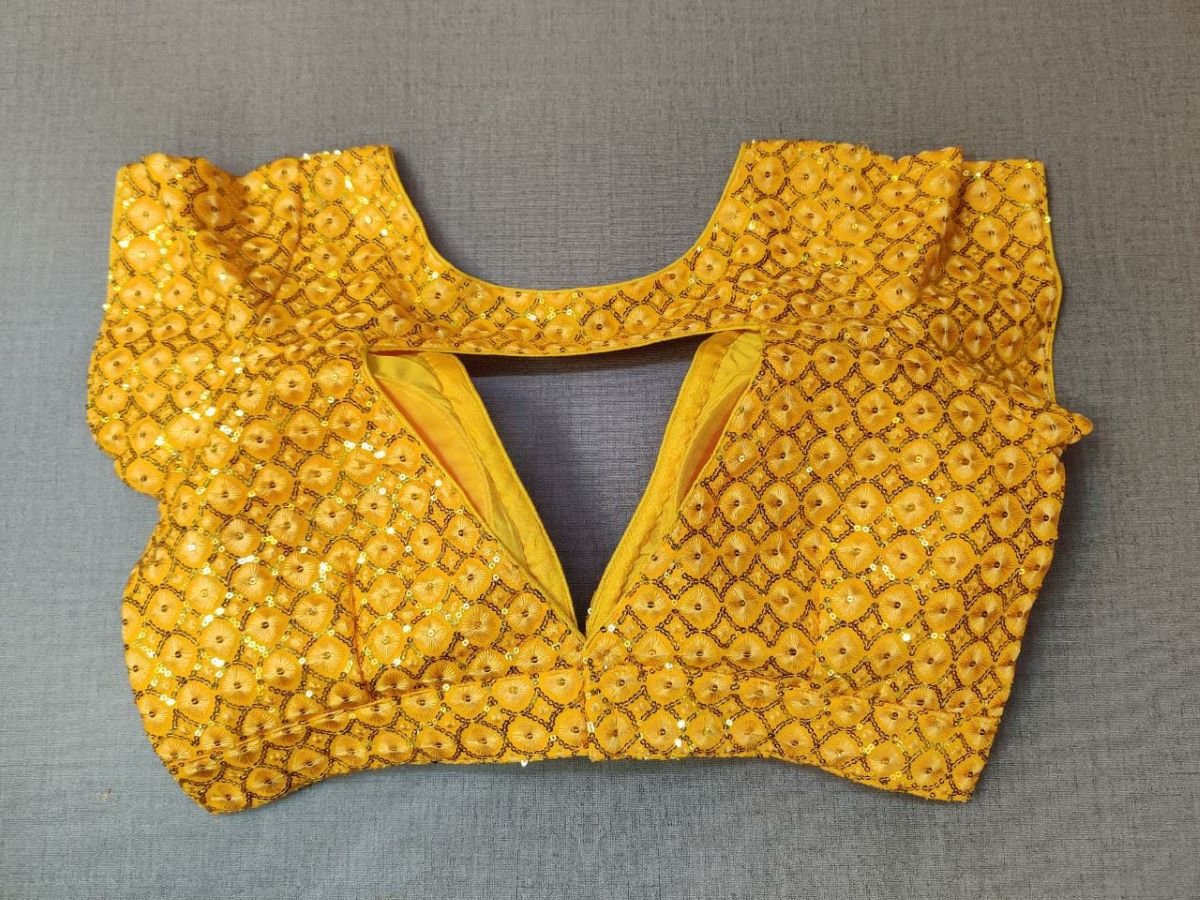 50w143-RO- Yellow Embroidery Designer Saree Blouse