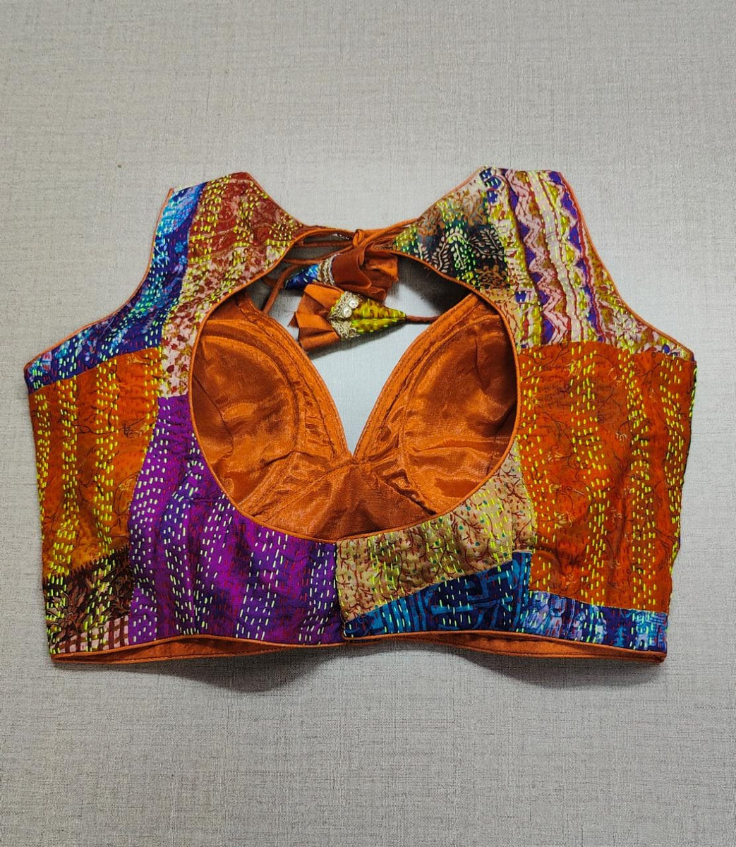 Buy Multi Color Indian Designer Saree Blouse Online in USA – Pure