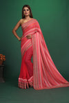 Shop stunning pink striped sequin georgette saree online in USA. Be a vision of style and elegance at parties and special occasions in beautiful designer sarees, embroidered sarees, printed sarees, satin saris from Pure Elegance Indian fashion store in USA.-full view