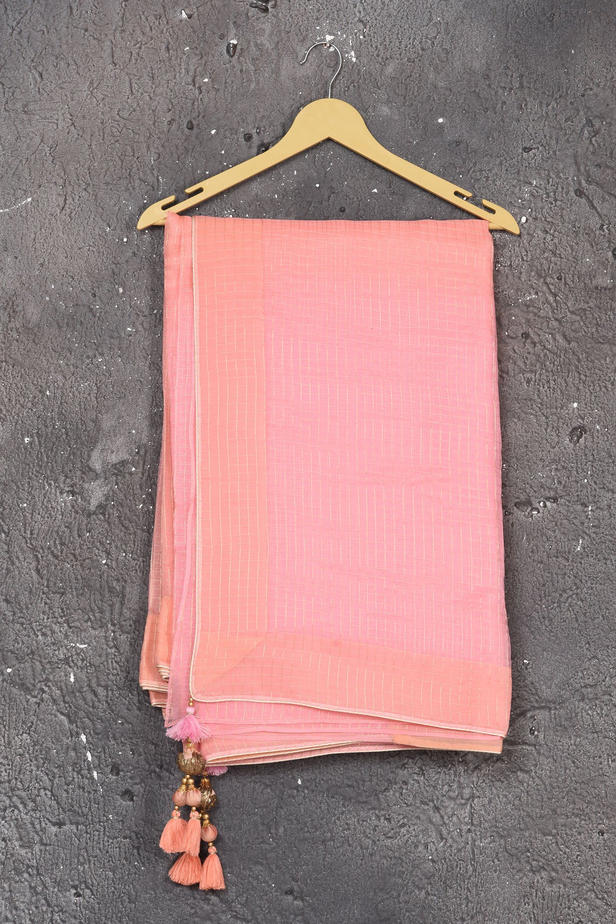 Shop beautiful light pink striped organza saree online in USA. Keep your ethnic wardrobe up to date with latest designer sarees, pure silk sarees, Kanchipuram silk sarees, handwoven saris, tussar silk sarees, embroidered saris from Pure Elegance Indian saree store in USA.-blouse