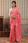 Shop pink striped tussar silk sari online in USA with saree blouse.. Make a fashion statement at weddings with stunning designer sarees, embroidered sarees with blouse, wedding sarees, handloom sarees from Pure Elegance Indian fashion store in USA.-full view