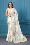 Buy mint green floral georgette sari online in USA with saree blouse. Look royal at weddings and festive occasions in exquisite designer sarees, handwoven sarees, pure silk saris, Banarasi sarees, Kanchipuram silk sarees from Pure Elegance Indian saree store in USA. -full view