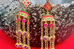 Shop Amrapali multicolor enamel gold plated earrings online in USA with tassels. Complete your Indian look with beautiful Amrapali gold plated jewelry, gold plated earrings, temple jewelry, silver jewelry, silver earrings available at Pure Elegance Indian fashion store in USA.-full view