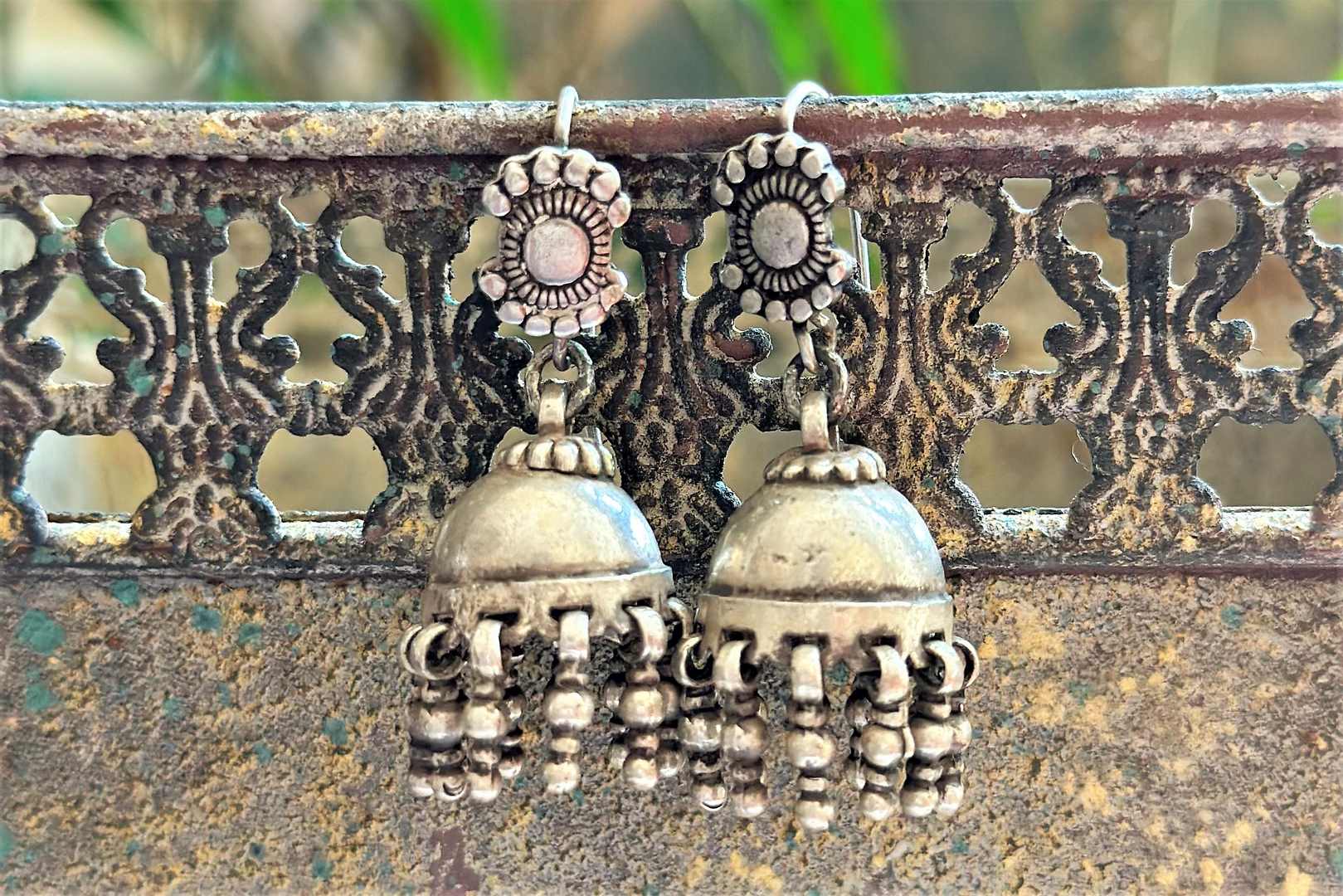 Flipkart.com - Buy Zehra Silver Tone Traditional Oxidized Jhumka Earrings  Crystal Brass Jhumki Earring Online at Best Prices in India
