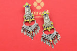 Shop stunning Amrapali silver dangler earrings online in USA with blue and yellow stones. Shop gold plated jewelry, silver jewelry, gold plated earrings, wedding jewelry, bridal jewellery from Pure Elegance Indian fashion store in USA in best designs and quality.-full view