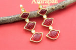 Shop stunning Amrapali red stone gold plated dangler earrings online in USA. Shop gold plated jewelry, silver jewelry, gold plated earrings, wedding jewelry, bridal jewellery from Pure Elegance Indian fashion store in USA in best designs and quality.-full view