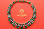 Buy Amrapali orange and green stones necklace online in USA. Shop gold plated jewelry, silver jewelry, gold plated earrings, wedding jewelry, bridal jewellery from Pure Elegance Indian fashion store in USA in best designs and quality.-full view