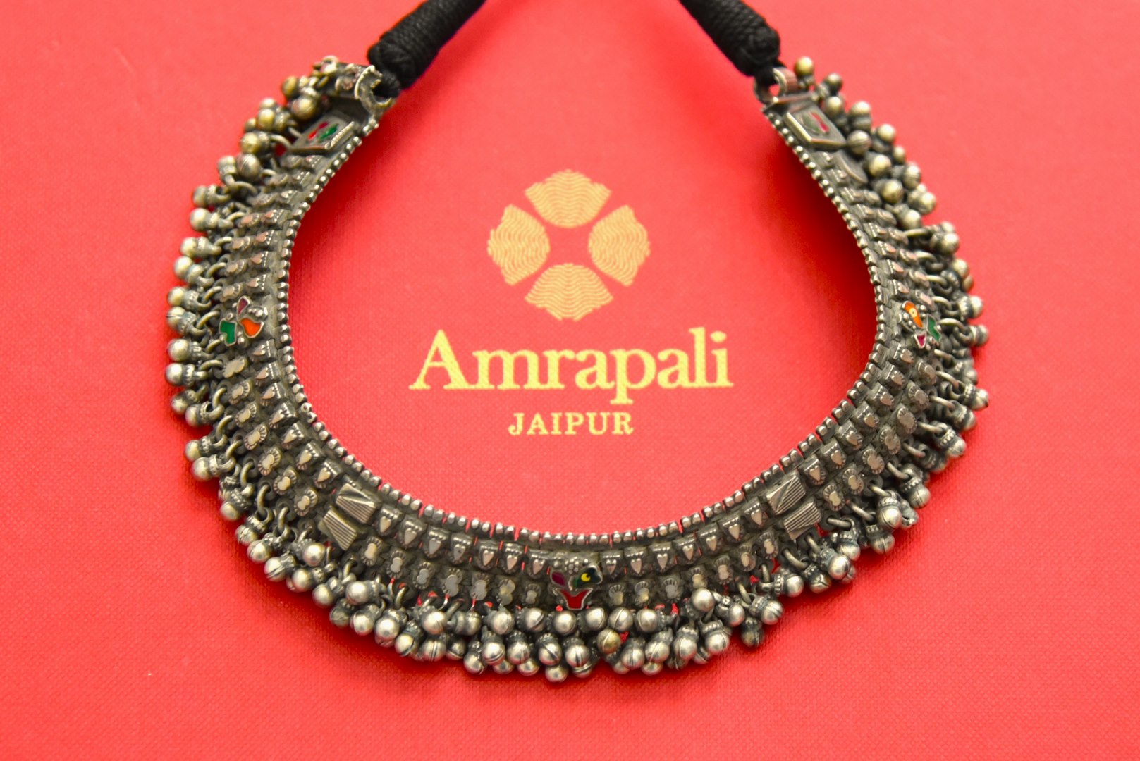 Shop Amrapali Oxidised Silver Ghungroo Necklace Online in USA