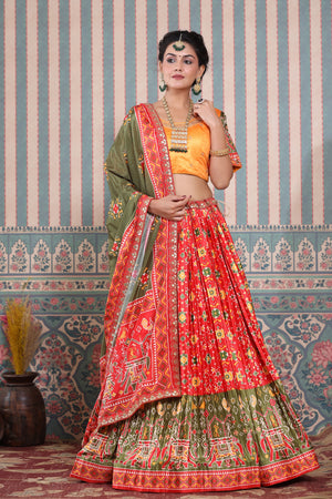 Buy Pink Lehenga With Lime Green Dupatta Online for Women by ROMA AGARWAL -  3965326