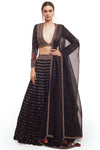 Shop beautiful black raw silk lehenga online in USA with multicolor embroidery. Dazzle on weddings and special occasions with exquisite designer lehengas, Anarkali suit, sharara suit, Indowestern outfits, bridal lehengas from Pure Elegance Indian clothing store in the USA. -full view
