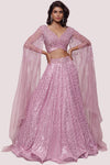 Shop lilac embroidered net and organza lehenga online in USA. Dazzle on weddings and special occasions with exquisite designer lehengas, Anarkali suit, sharara suit, Indowestern outfits, bridal lehengas from Pure Elegance Indian clothing store in the USA. -full view