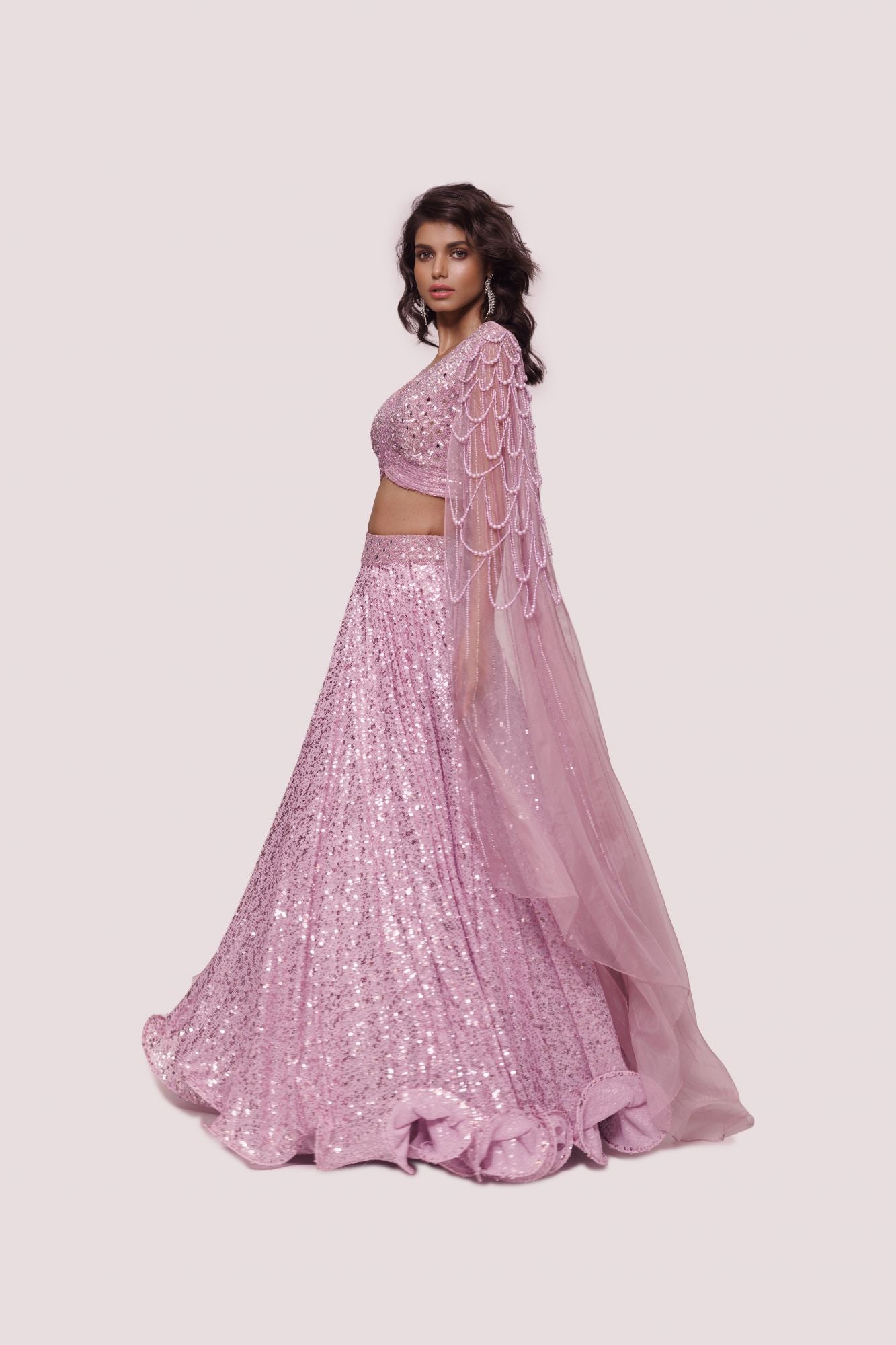 Shop lilac embroidered net and organza lehenga online in USA. Dazzle on weddings and special occasions with exquisite designer lehengas, Anarkali suit, sharara suit, Indowestern outfits, bridal lehengas from Pure Elegance Indian clothing store in the USA. -lehenga