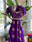 91A316 Purple Saree With Stitched Blouse