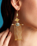 Shop Amrapali gold plated enamel tassel earrings online in USA. Buy beautiful gold plated jewelry, gold plated earrings, silver earrings, silver bangles, bridal jewelry, wedding jewellery from Pure Elegance Indian fashion store in USA.-full view