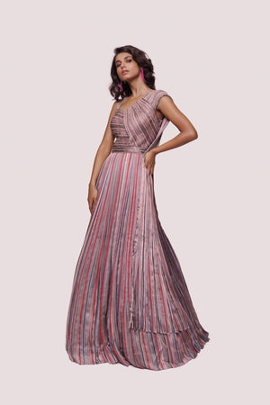Shop multicolor printed satin gown online in USA. Shop the best and latest designs in embroidered sarees, designer sarees, Anarkali suit, lehengas, sharara suits for weddings and special occasions from Pure Elegance Indian fashion store in USA.-gown