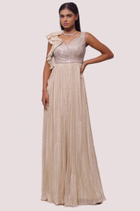 Buy stunning off-white embellished organza jumpsuit online in USA. Shop the best and latest designs in embroidered sarees, designer sarees, Anarkali suit, lehengas, sharara suits for weddings and special occasions from Pure Elegance Indian fashion store in USA.-full view