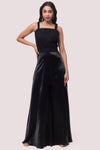 Buy stunning black embellished silk jumpsuit online in USA. Shop the best and latest designs in embroidered sarees, designer sarees, Anarkali suit, lehengas, sharara suits for weddings and special occasions from Pure Elegance Indian fashion store in USA.-full view