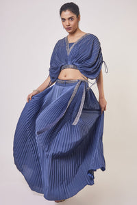 Shop blue rayon embellished Indowestern palazzo set online in USA. Shop the best and latest designs in embroidered sarees, designer sarees, Anarkali suit, lehengas, sharara suits for weddings and special occasions from Pure Elegance Indian fashion store in USA.-full view