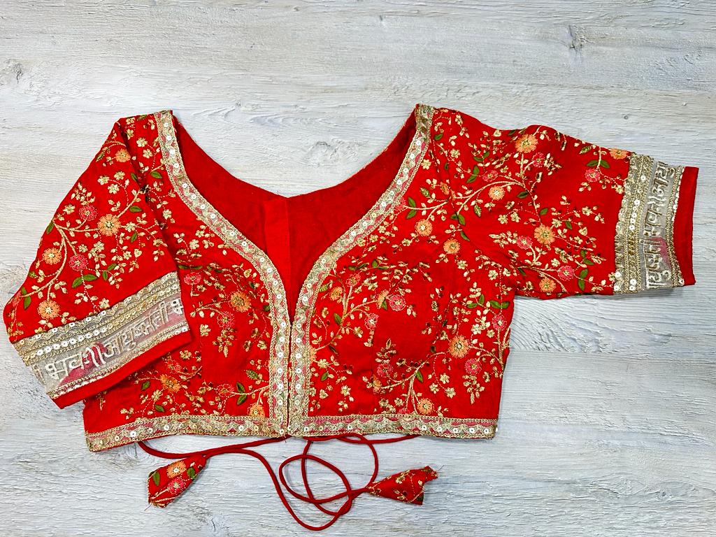 50W575-RO Red Floral Embroidered Blouse