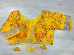 50W581-RO Yellow Floral Embroidered Blouse