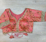 50W602-RO Coral Orange Floral Embroidered Blouse