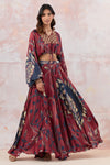 Buy Maroon embroidered skirt set featuring aari and beadwork, crafted in satin crepe. It is best for occasions & parties. Dazzle on weddings and special occasions with exquisite Indian designer dresses, sharara suits, Anarkali suits, and wedding lehengas from Pure Elegance Indian fashion store in the USA.