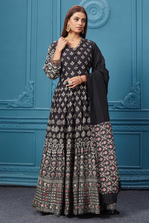 510022 Beautiful Black Anarkali Suit Set