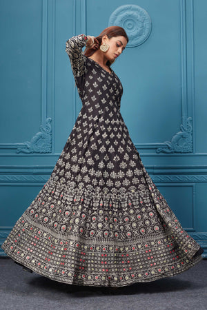 510022 Beautiful Black Anarkali Suit Set