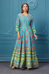Buy a beautiful light blue & green embroidered silk Anarkali suit. Shop online from Pure Elegance. Dazzle on weddings and special occasions with exquisite Indian designer dresses, sharara suits, Anarkali suits, and wedding lehengas from Pure Elegance Indian fashion store in the USA.