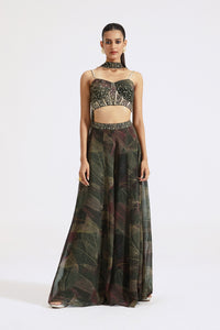 Shop green embroidered organza contemporary sharara set online in USA. Shop the best and latest designs in embroidered sarees, designer sarees, Anarkali suit, lehengas, sharara suits for weddings and special occasions from Pure Elegance Indian fashion store in USA.-full view