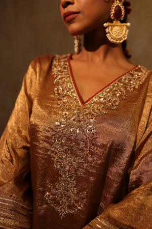 Buy Golden Embroidered Tissue Suit Online in USA With Red Dupatta Pure Elegance Buy Golden Embroidered Tissue Suit Online in USA With Red Dupatta Pure Elegance