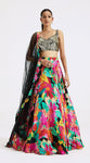 Shop floral multicolor designer lehenga online in USA with dupatta. Look royal on special occasions in exquisite designer lehengas, pure silk sarees, handloom sarees, Bollywood sarees, Anarkali suits, Banarasi sarees, organza sarees from Pure Elegance Indian saree store in USA.-full view
