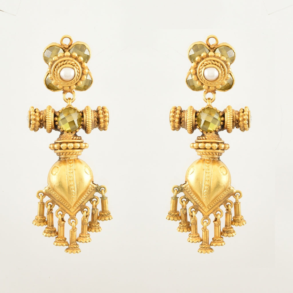Shop Amrapali gold plated drop earrings online in USA. Buy beautiful gold plated jewelry, gold plated earrings, silver earrings, silver bangles, bridal jewelry, wedding jewellery from Pure Elegance Indian fashion store in USA.-full view