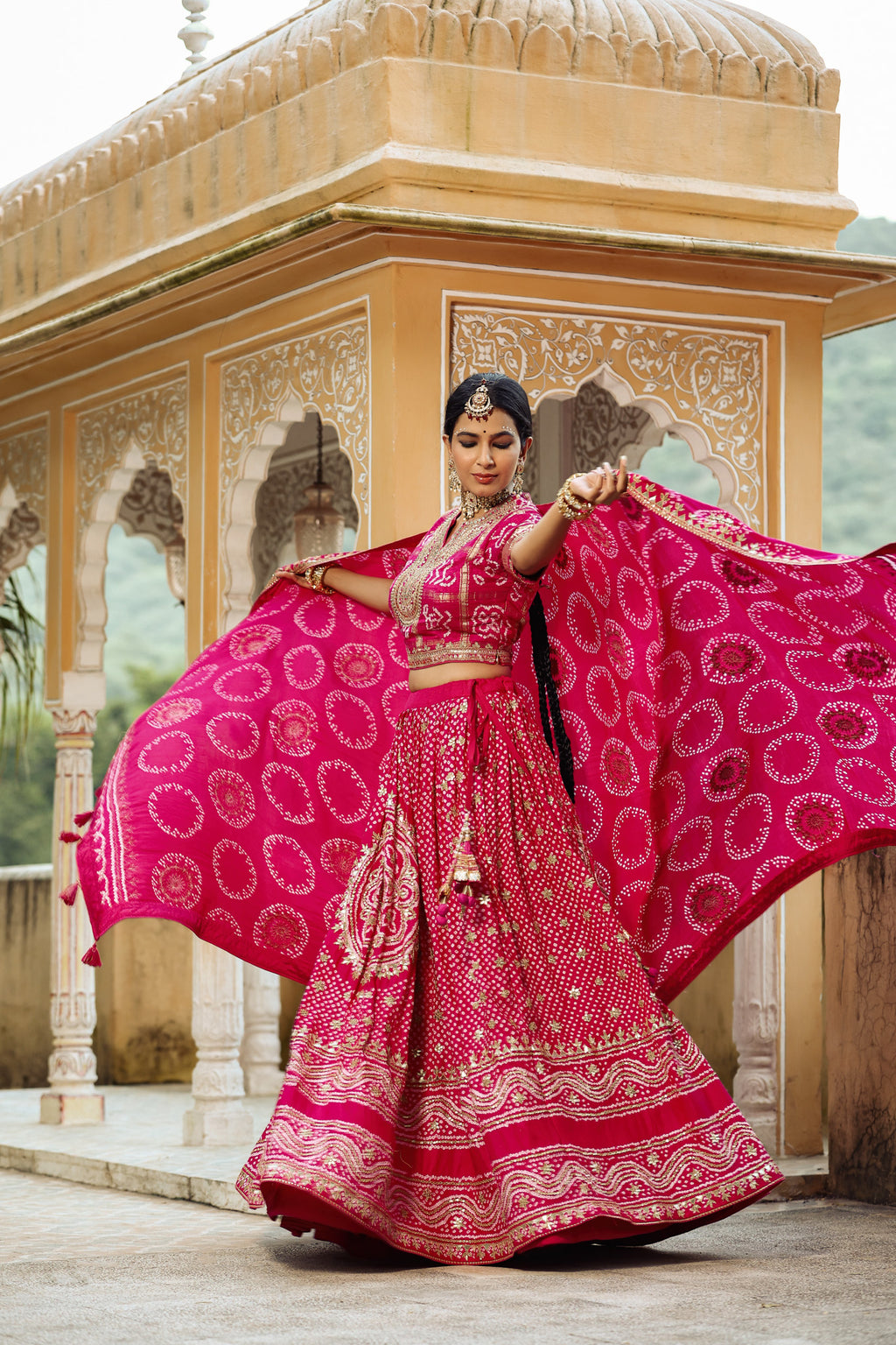 Shop beautiful fuschia pink embroidered lehenga online in USA with dupatta. Look royal on special occasions in exquisite designer lehengas, pure silk sarees, handloom sarees, Bollywood sarees, Anarkali suits, Banarasi sarees, organza sarees from Pure Elegance Indian saree store in USA.-front