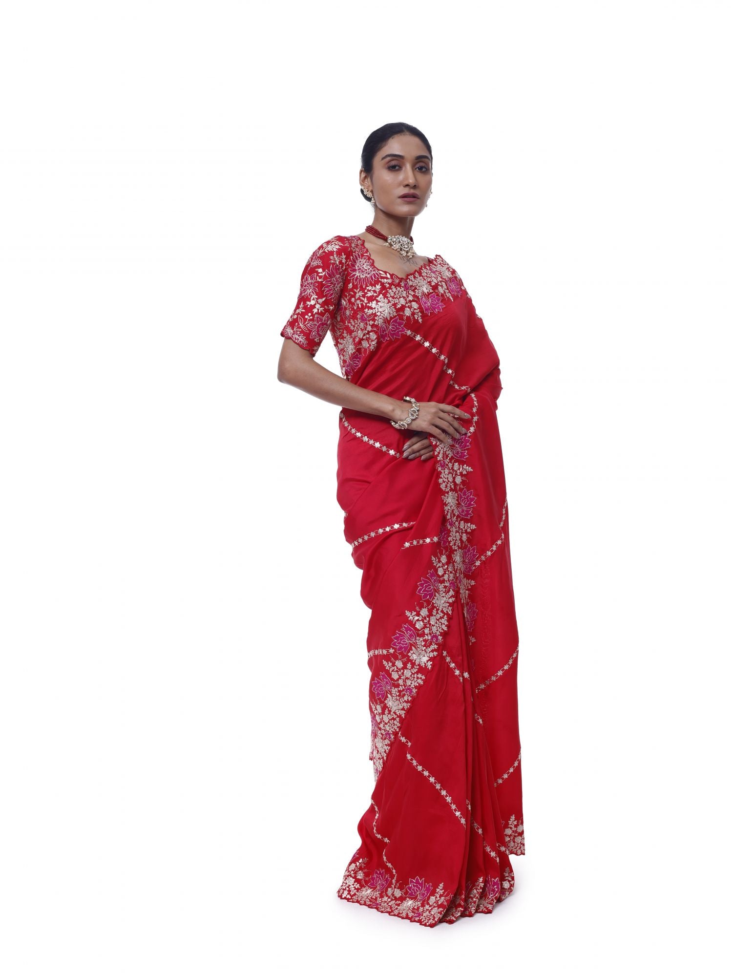 Buy crimson red zari handloom silk saree online in USA with blouse. Look your best at parties and weddings in beautiful designer sarees, embroidered sarees, handwoven sarees, silk sarees, organza saris from Pure Elegance Indian saree store in USA.-blouse