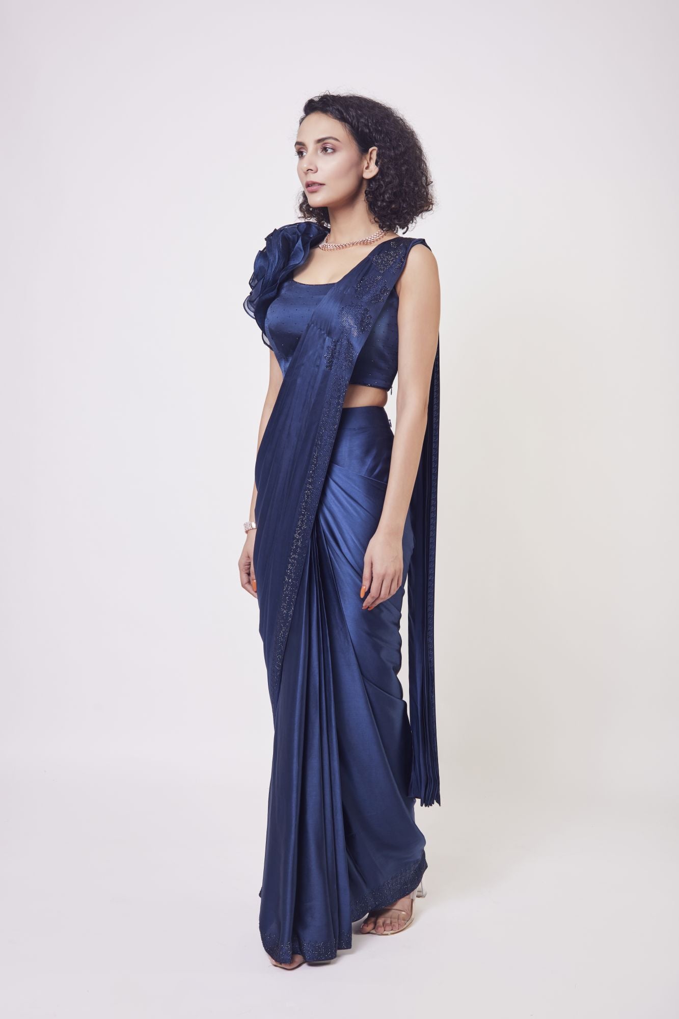 blue saree dress design One Piece Dress Design Trending Sadi