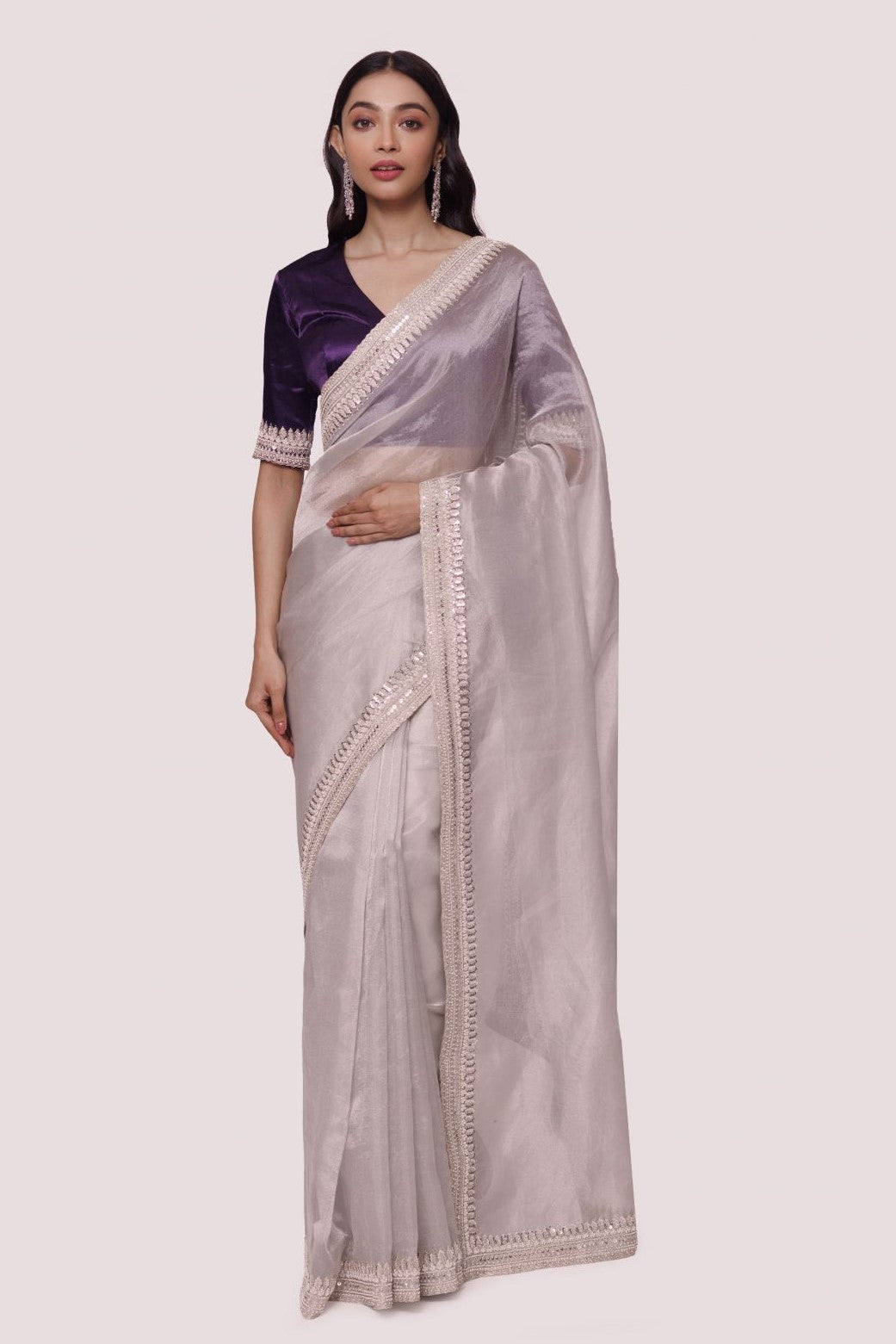 Jimichu Purple and Pink Simple Saree With Sequin Blouse, Glossy and Smooth  Silk, Ideal for Adding a Hint of Elegance to Your Ethnic Clothing - Etsy