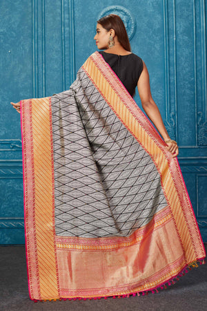 Staring Orange With Black Patch Border Work Designer Saree. Online Buy  Designer saree at USA.