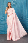 Shop beautiful powder pink Banarasi silk sari online in USA with overall buta. Keep your ethnic wardrobe up to date with latest designer sarees, pure silk sarees, Kanchipuram silk sarees, handwoven sarees, tussar silk sarees, embroidered sarees from Pure Elegance Indian saree store in USA.-full view