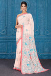 Shop powder pink Phulkari embroidery Kota saree online in USA. Look your best on festive occasions in latest designer sarees, pure silk saris, Kanchipuram silk sarees, handwoven sarees, tussar silk sarees, embroidered saris from Pure Elegance Indian clothing store in USA.-full view