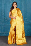 Buy stunning golden heavy Kanchipuram silk saree online in USA. Level up your ethnic style in latest designer saris, pure silk saris, Kanchipuram silk saris, handwoven sarees, tussar silk sarees, embroidered saris from Pure Elegance Indian clothing store in USA.-full view